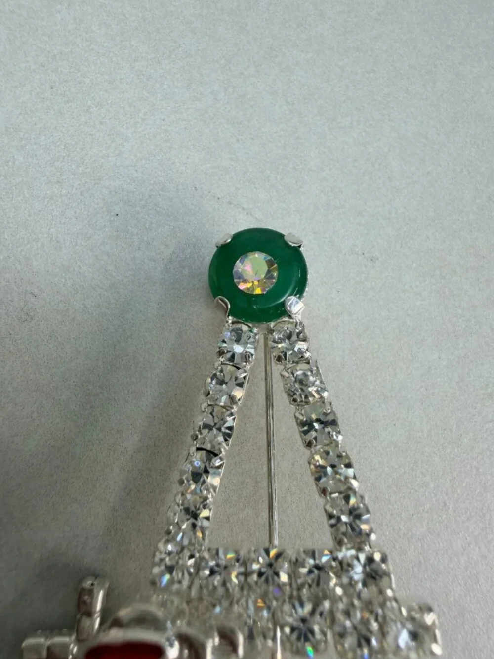 Vintage Large Christmas Tree Rhinestone Brooch Santa Reindeer Holiday Pin